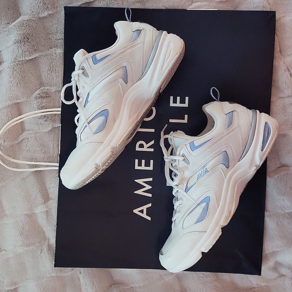 Avia 330 Archrocker White and Blue Women's Heavy Duty Dad Sneakers - Picture 10 of 15